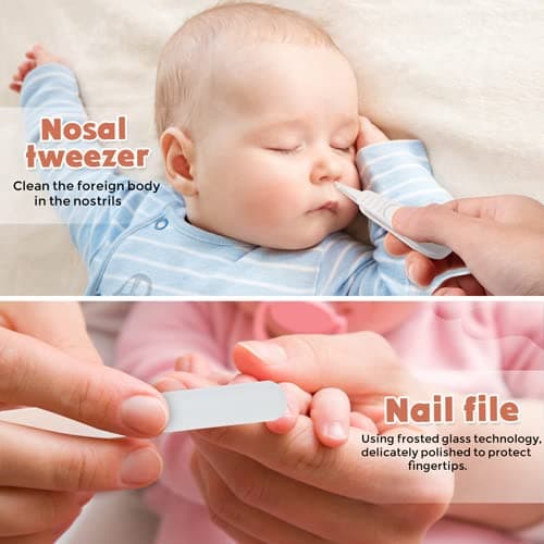 Baby Nail Clippers Set, Baby Nail Kit with Cute Case, Infant Manicure and Pedicure Health Grooming Care Can for Newborn, Kids and New Parents As Shower Gifts (White) — view 4