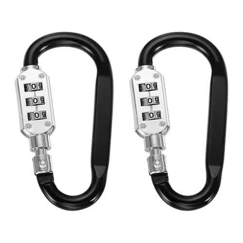 PATIKIL 3 Inch Combination Locks, 2PCS 3 Digit Locking Combination Clip Combo D-Ring Lock for Suitcase Luggage Travel Baggage Backpack Cable Loop Helmet Chain Link, Black