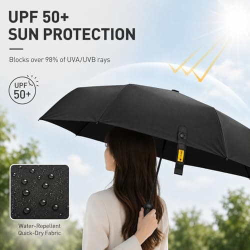 Mini Folding Umbrella with Case, Pocket Sized Lightweight Portable Umbrella, Light Compact Rain Umbrella for Travel Outdoor Daily Use, Small Sun Rain Pocket Umbrella for Girls and Women men (Black) — view 4