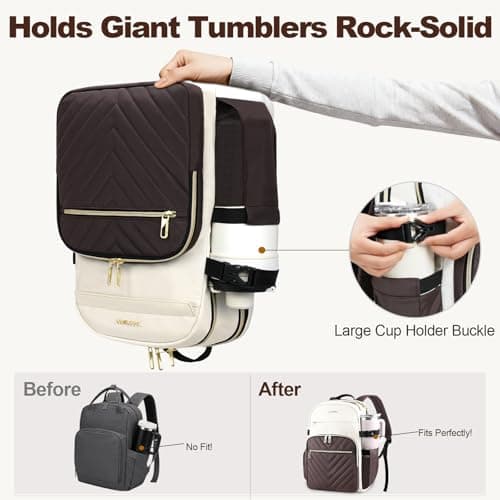 VANKEAN Laptop Backpack Women, 15.6" Backpacks Business College Work Coffee — view 2