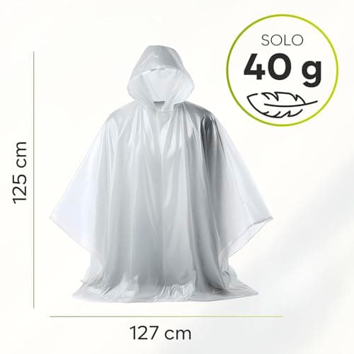 ZENO Rain Poncho Waterproof Adult - Festival Poncho - Waterproof, Disposable, Clear with Hood - Emergency Rain coat for Hiking, Cycling, Camping, Concert - Pack of 6 — view 6