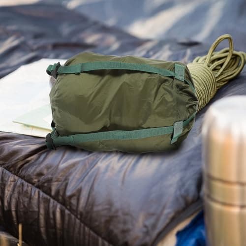 GARVALON Sleeping Bag Compression Bag Nylon Green Straps for Trekking — view 3