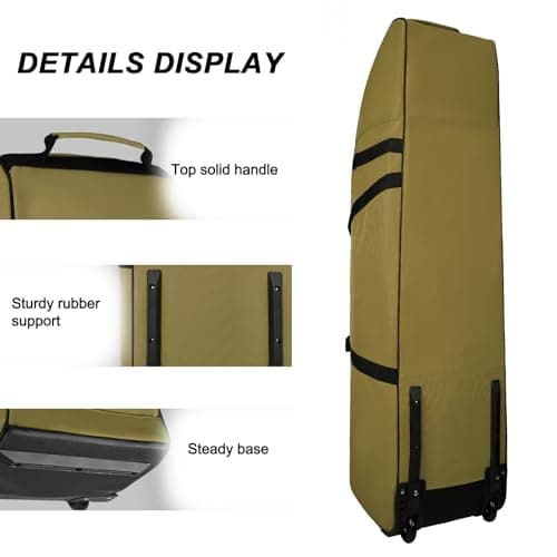 Heavy Duty Oxford Wear-Resistant Soft-Sided Golf Club Flight Bag with Wheels,Khaki — view 4