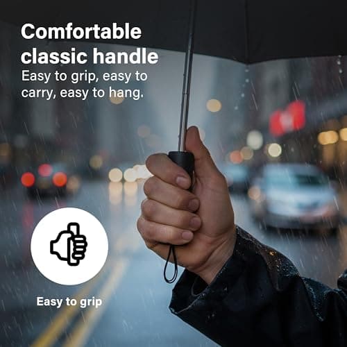 Vivo Technologies 3-Fold Mini Umbrella with Cover, Black Handle, 96cm Canopy, Windproof & Waterproof, Durable Polyester, Reinforced Frame, Fast-Drying – Travel & Everyday Use — view 4