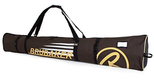 BRUBAKER Padded Ski Bag Skibag 'Carver Champion' for one Pair of Ski and Poles 190 cm Brown/Sandy Brown