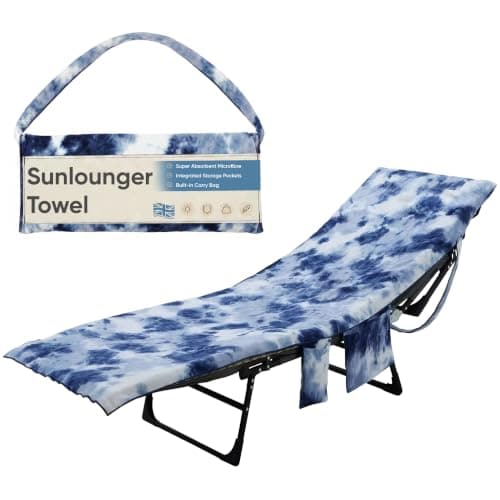 LKH Sun Lounger Towels with Pockets & Shoulder Strap - 210x75CM Microfibre Beach Towel for Recliner - Quick Dry Beach Sun Lounger Towel for Sunbed & Pool Chairs, Garden & Outdoor Relaxation