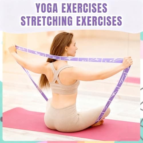 1 Pcs Yoga Straps with 8 Adjustable Loops,Stretching Bands,Gymnastics Stretch Band Kids,Stretch Bands for Exercise,Leg and Hamstring Stretcher,for Gymnastics,Pilates,Yoga,Dance,Fitness Resistance — view 4