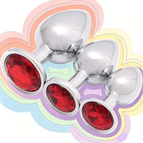 3pcs Rhinestone Inlaid Metal Training Set, Multi‑Size Portable Kit (Red)
