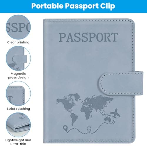 AOOTE Passport Holder Cover Wallet Case, 2Pcs PU Leather RFID Blocking Passport Cover Case with Card Slots, Passport Holder for Passports Ticket Boarding Passes Credit Cards Business Cards — view 5
