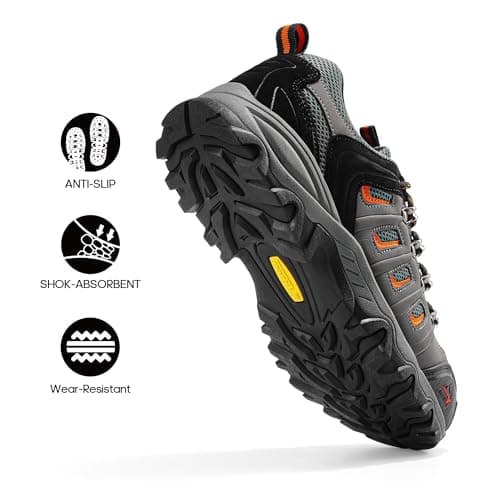 NORTIV 8 Men's Hiking Shoes,Black/Dark Grey/Orange-Pu,10 — view 4