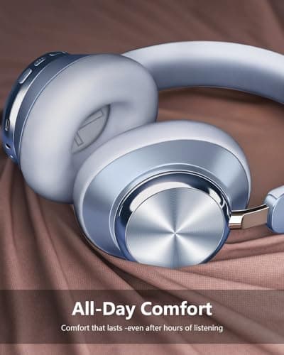 Wentronic Y03 Bluetooth Headphones Wireless Active Noise Cancelling Over Ear Headphones 48 Hours Playtime 6 EQ Music Mode High Sound Quality Headphones with Soft Ear Cushion - Blue — view 3
