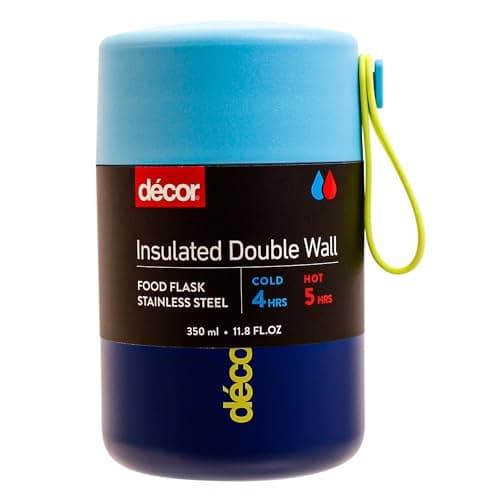 Décor 350ml Kids Insulated Food Flask - Double Wall Stainless Steel Container with Wide Opening, Airtight Leakproof Lid, 4h Hot / 9h Cold - Blue — view 5