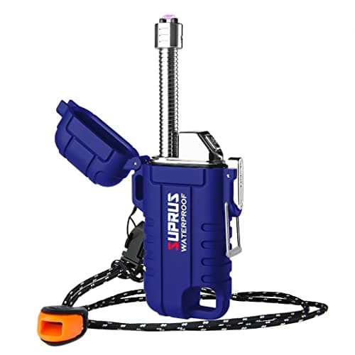 SUPRUS Windproof Waterproof LED Rechargeable USB C Candle Lighter Outdoors Blue
