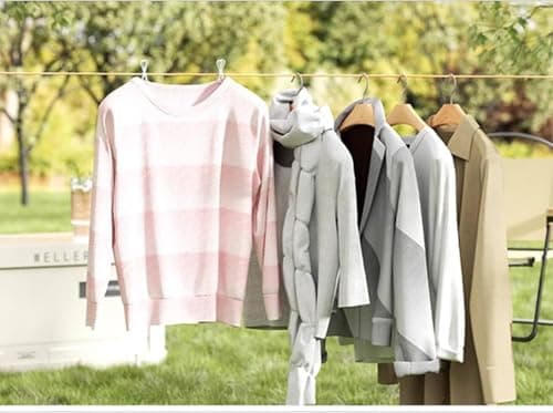 ZIOYANE 10m Retractable Washing Line, Durable Portable Clothesline for Camping Travel Washing Line Adjustable Drying Rope with 20 Clips and 10 Hooks for Indoor/Outdoor Use in The Garden or Bathro — view 5