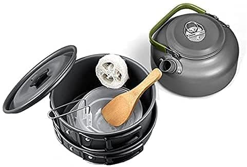 Queta 10-Piece Cookware Kit Picnic Pots Cookware Camping Set for Camping Outdoor Hiking Picnic BBQ, Foldable Camping Pots, Fda Certified — view 3