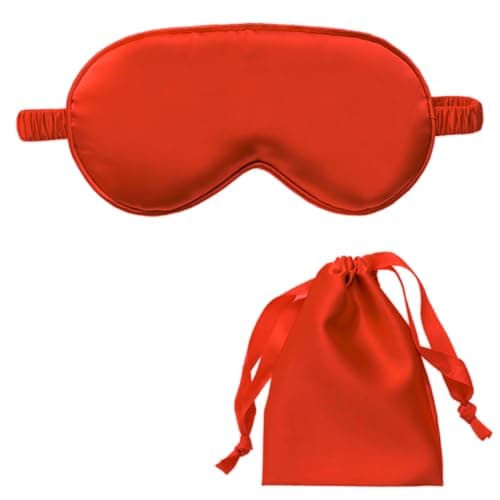 Gaomumu 2PCS Sleep Eye Mask, Soft Smooth Imitation Silk Eye Covers, Full Light Blocking Blindfold, Comfortable Adjustable Eye Shade, Suitable for Sleeping, Work, Travel & Meditation(Red)
