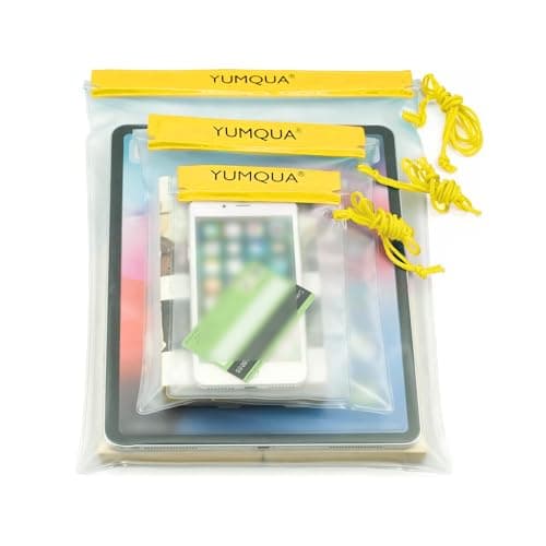 YUMQUA Waterproof Bag, Waterproof Pouch Dry Bag for Document Map Camera Tablet Phone Holder, Set of 3, Yellow — view 6