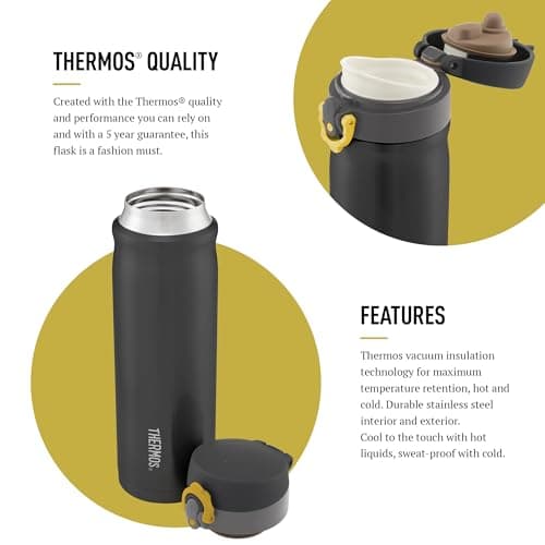 Thermos - Charcoal Direct Drink Flask (470ml) Reusable Insulated Stainless Steel Thermal Coffee Cup for Hot or Cold Drinks, Vacuum Sealed Water Flask with a Leak-Proof Lid, 10hr Hot/24hr Cold — view 4