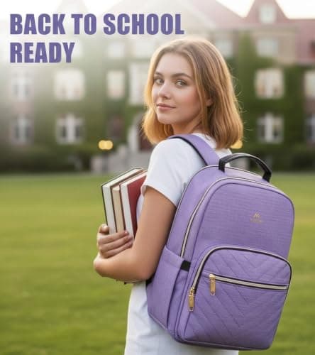 MATEIN 15.6 Inch Purple Backpack Womens, Fashion School Bags for Girls — view 2
