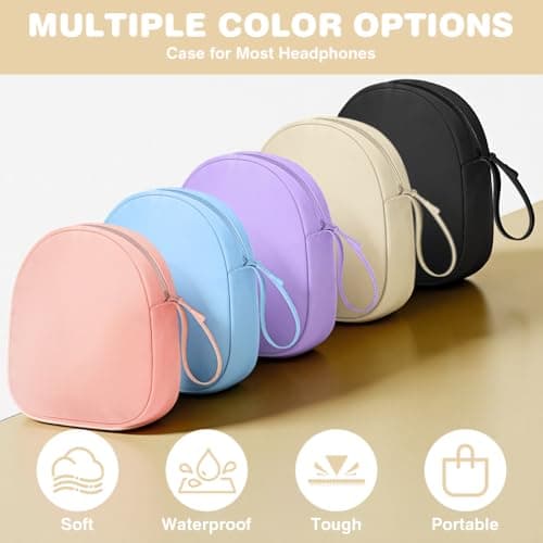 HOTUT Headphone Case,Soft Headphone Carrying Case,Universal Portable Travel Headphone Storage Cover Bag for JBL Live,JBL Tune 510BT/520BT/500BT/720BT,Sony WH-CH520/510/720/710(Beige) — view 4