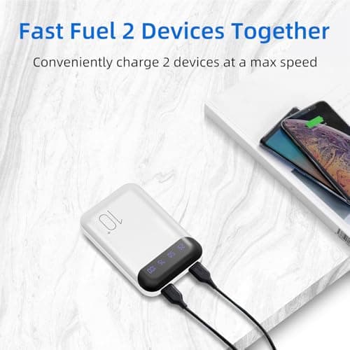 Portable Charger 10000mAh Slim USB C Input and Output Power Bank with LED Display Lightweight External Battery Pack Compatible for iPhone 14/13/12, iPad, Samsung etc. (white(mini)) — view 4