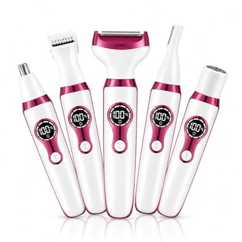 Lady Shavers for Women 5-in-1, MAVYRO Bikini Trimmer for Women with Facial, Nose and Eyebrow Trimmers, IPX7 Waterproof Wet & Dry Electric Shaver for Legs, Arms, Underarms, Face and Bikini Line — view 5