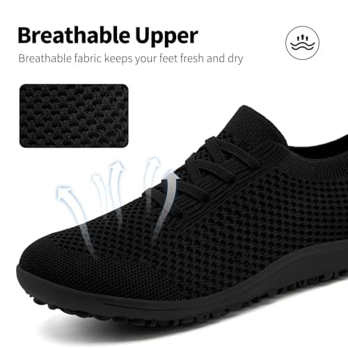 XKOWUO Womens Barefoot Shoes Slip On Walking Tennis Sneakers Sports Yoga Zero Drop Casual Minimalist Lightweight Breathable Soft House Shoe All_Black UK 6 — view 3