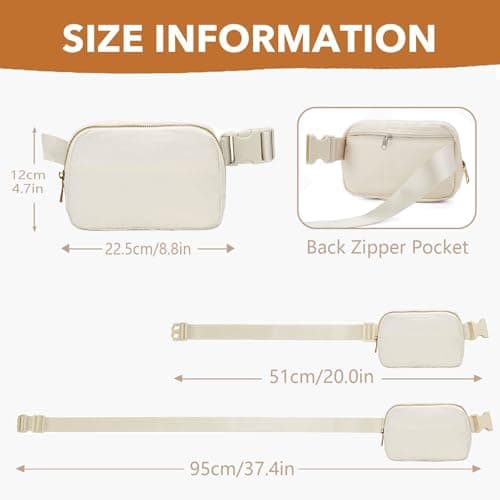 JENCVNL Belt Bag for Women Men, Fashion Bumbags for Ladies Small Crossbody Bags Fanny Pack Lightweight Waist Pack with Adjustable Strap for Running Hiking Workout Traveling (Beige) — view 4