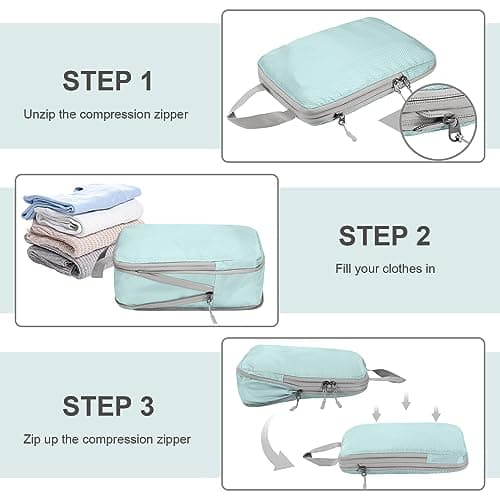 Compression Packing Cubes, Travel Storage Bag Set of 4 - Blue, Organizer Bags for Suitcase and Carry On Luggage — view 5