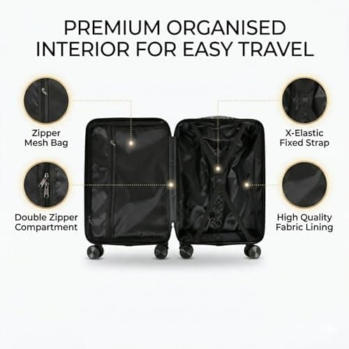 LUGJET 55x40x20 Ryanair Priority Cabin Suitcase, Also for EasyJet, Jet2, Lightweight,ABS Hard Shell, Durable 4-Wheel Cabin Case, Carry-On Size 10kg Hand Luggage, Travel Bag — view 4