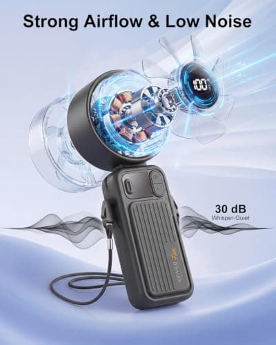 KinYiLO Portable Handheld Fan with 4000mAh Battery – 100-Speed Rechargeable Personal Cooling Fan, 16-Hour Runtime, 3-in-1 Desk & Handheld & Tilt Fan, Ultra-Quiet for Travel Beach Office Outdoor, Black — view 3