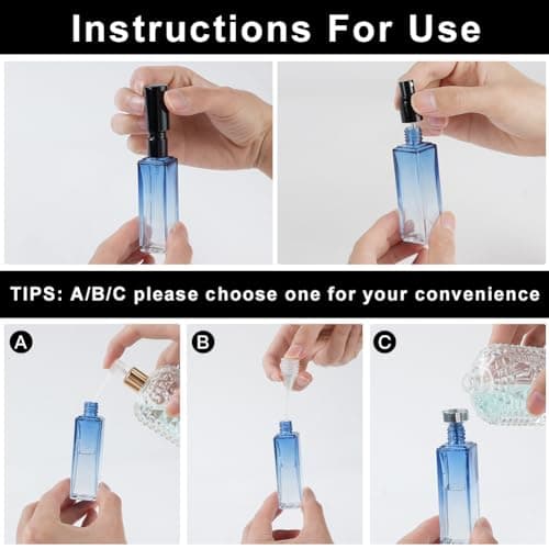 LOPHE Perfume Atomiser Refillable, Mini Perfume Refill Bottles, Empty Clear Glass Perfume Atomiser Spray Bottles, Portable Atomiser with Fine Mist for Daily Business Trips, 20 ml 3 Pcs Gradient Blue — view 6