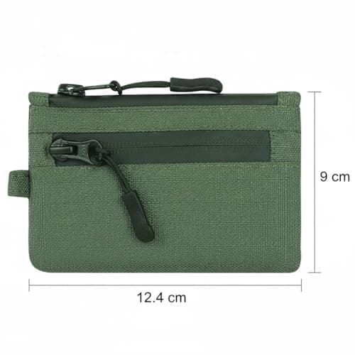Trowik Zip Pouch Mens Wallets Cash and Card Zip Wallet Weatherproof Fabrics, YKK Zipper, EDC Pouch for Men with Carabiner for Outdoor Travel (Olive Green) — view 5