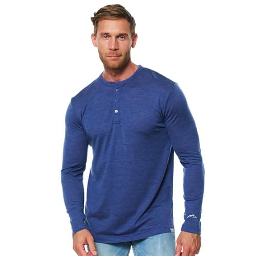 Merino.tech 100% Merino Wool Base Layer Men - 3 Collar Option (Large, 170 Grey Blue Hnly)