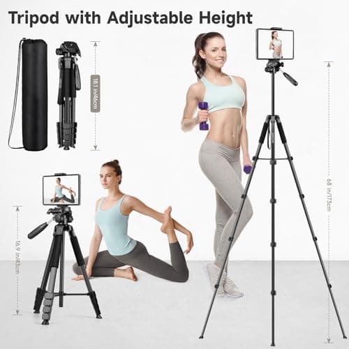 JOILCAN iPad Tripod for Phone, 68" Lightweight Camera Tripod for Tablet — view 4