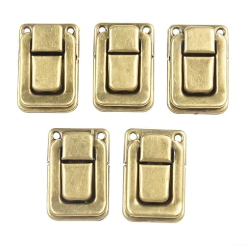 10PCS Retro Luggage Buckles Metal Lock Clasps for Wooden Boxes Furniture Hardware - Antique Iron Latches 25x38mm Classic Suitcase Repair Kit(Yellow Bronze) — view 6