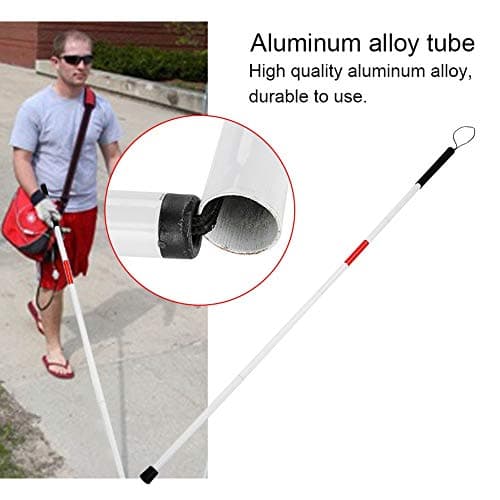 Nikou White Stick Blind Collapsible Folding Walking Stick Cane, Red White Walking Cane Long Stick Foldable Mobility Collapsible Reflective for the Blind and Vision Impaired — view 4