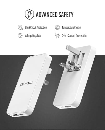 Galvanox USB Type C Flat Charger Wall Block, (2-Pack) Slim Multi Port UK Power Adapter for iPhone 17/16/15/14/Pro Max and Samsung Galaxy Phones, 20W Dual Port Fast Charging Outlet Plug — view 4