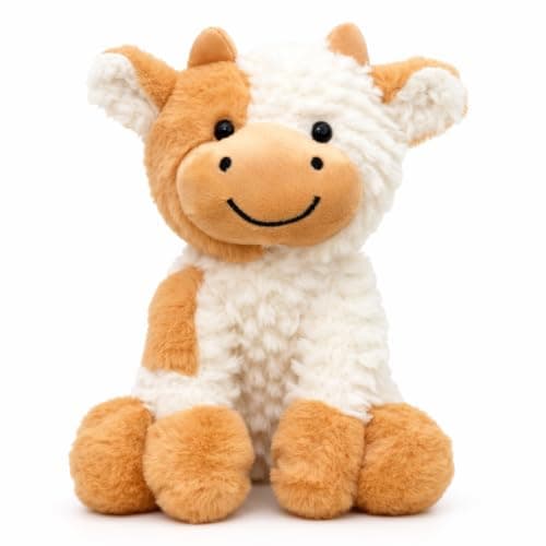 1 Pcs Cow Teddy Plush Decor, Brown White Cow Ornament, Soft Stuffed Animal