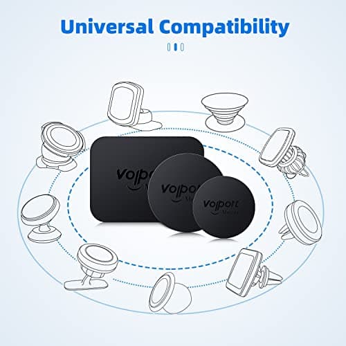 volport 6 Pack Metal Plate for Magnetic Car Phone Holder Mount, Round & Rectangle Magnet Metal Disc with Self Adhesive Backing, Metal Stickers for Mobile Phone Smartphone Phone Case, Black — view 3