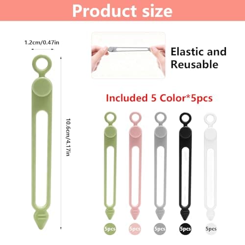 25 x Reusable Silicone Cable Ties Assorted Colours for Wire Organiser — view 2