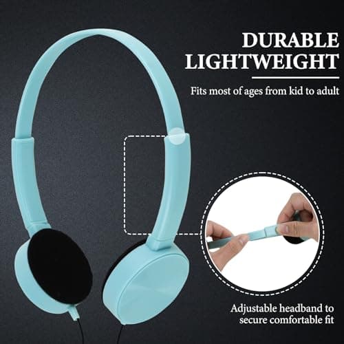 GEEKRIA 12 Pack Wired Classroom Headphones, Adjustable On-Ear Headsets for Students, School, Library, Computer Lab & Testing Centers, Bulk Pack (Circle Earcups) — view 2