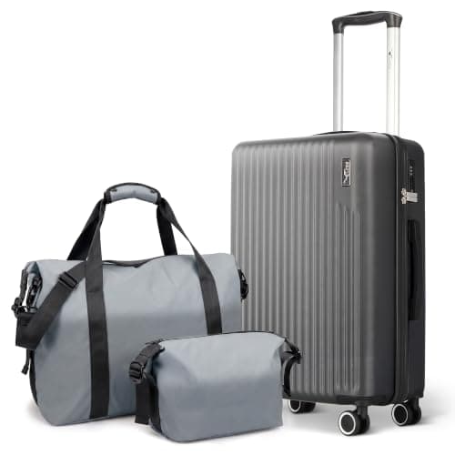 LUGG Vacay 3-Piece Travel Set – 55x35x23cm Hard Shell Cabin Suitcase, Travel Duffle Bag & Toiletry Bag, ABS Luggage with TSA Lock, 360° Spinner Wheels, Waterproof Holdall for Airline & Weekend Travel