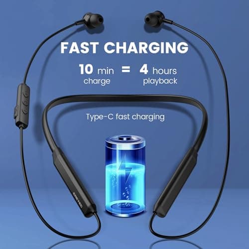 MORMOQUE G5 Neckband Bluetooth Headphones,with Microphone Wireless Earphone,HiFi Deep Bass Earbuds,Magnetic Metal Headset,IPX5 Sweatproof 36Hrs Playtime for Sports Music Phone Call — view 4