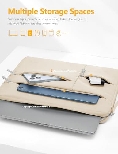 HYZUO 14-15 Inch Laptop Case Sleeve Bag for MacBook Air 15 M5, Sand — view 3