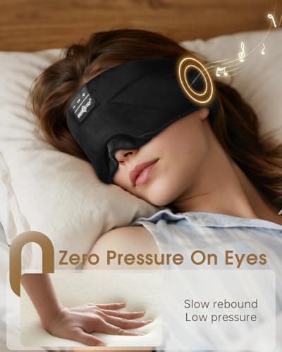 MUSICOZY Sleep Mask Headphones 100% Blockout Soft Cotton Sleep Headphones — view 3