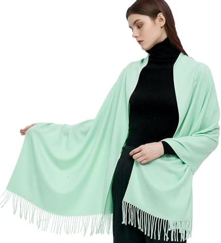 Pashmina Shawls and Wraps Scarfs for Women Wedding Party Winter Warm Long Solid Color,Mint Green