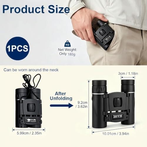 200x25 Compact Binoculars for Adults and Kids Mini Pocket Binoculars — view 2