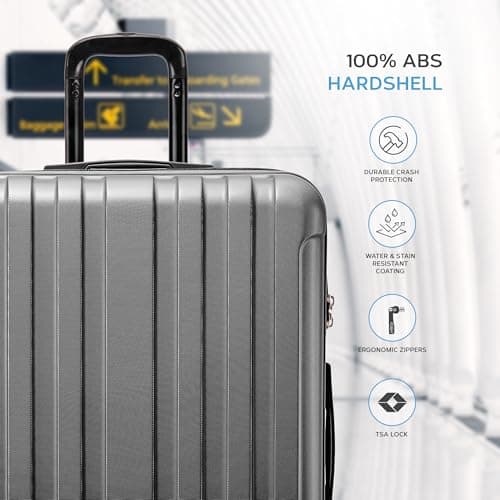 Flight Knight Premium Lightweight Suitcase - Built-in TSA Lock - 8 Spinner Wheels - ABS Hard Shell Check in Highly Durable Luggage - Medium - 67x45x26cm — view 4