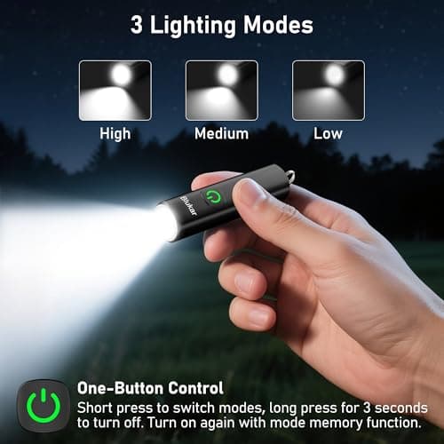 Blukar Mini Torch Rechargeable,[2 Pack]EDC Keychain Flashlight with 3 Modes — view 4
